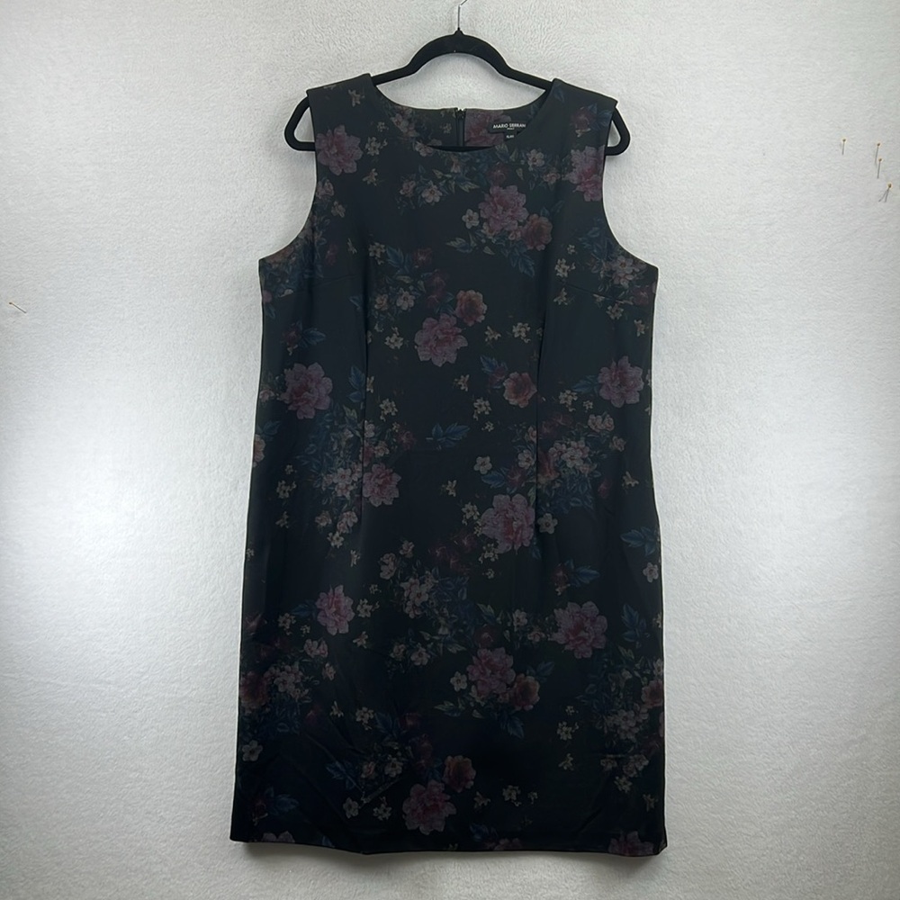 Mario Serrani Women’s Sheath Dress Size XL Black Knit W/Muted Floral Print NWT